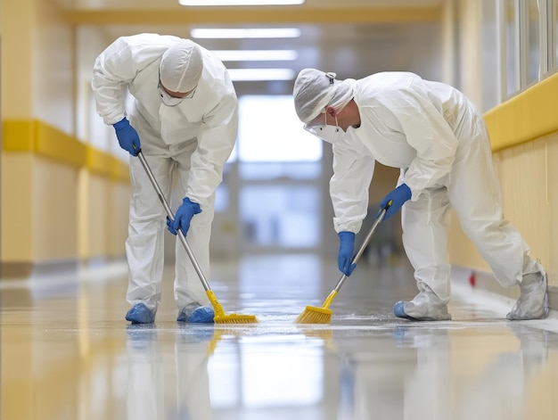 SterlingPath technicians cleaning a clinical workspace